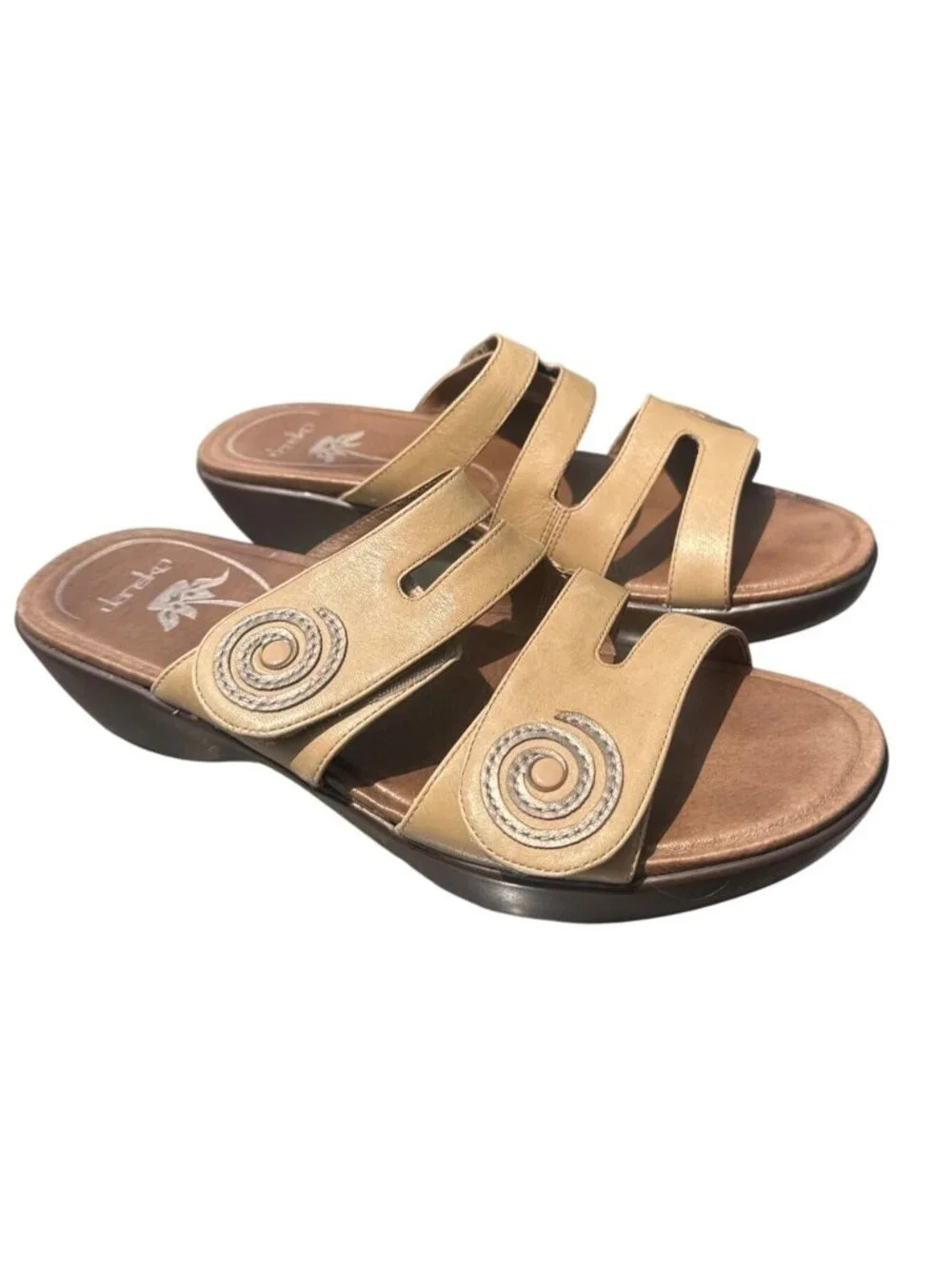 Dansko Donna EU 42 US 11.5-12 Beige Leather Comfort Sandals Adjustable Slides